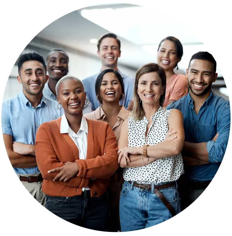 Group of smiling adults standing together