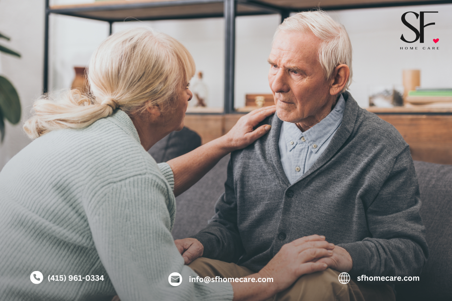 Elderly man with dementia holding hands with his caregiver, symbolizing respect, patience, and inclusion in dementia care.